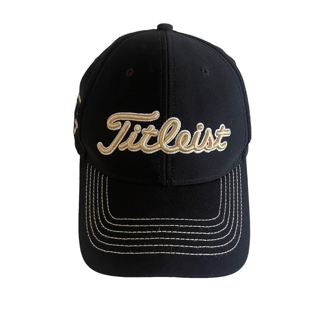 Hat Titleist Black Pursue P Logo Golf Embroidered Baseball Cap Stretch Fitted ML